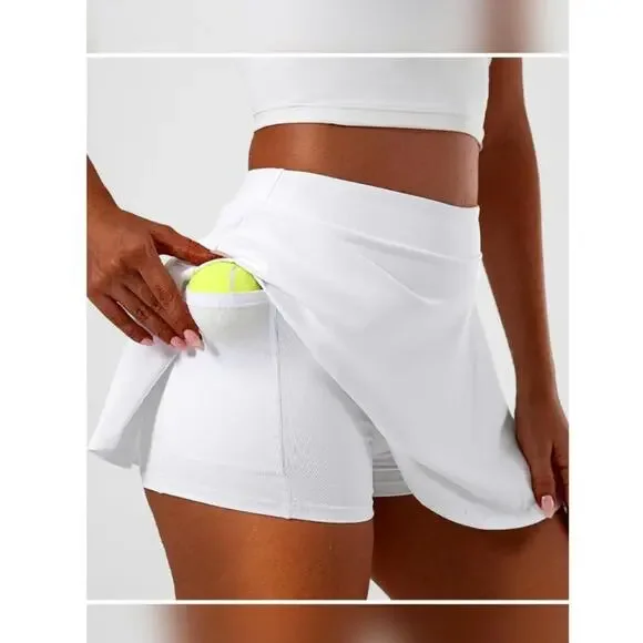 Groyolan Skort Womens Size Large White Tennis High Waisted Athletic Pocket S2 - Picture 3 of 7